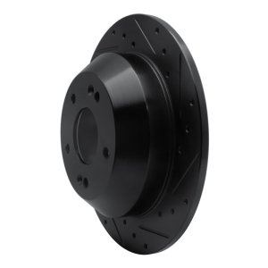 Hyundai Santa Fe XL Brake Rotor (1) - Rear Right - R1 Concepts - Drilled & Slotted - Black - `10-`21